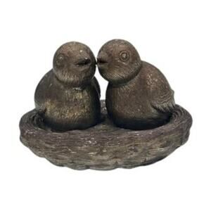 HTF Vintage Silver Plated Birds in a Nest Salt & Pepper Shakers Brass